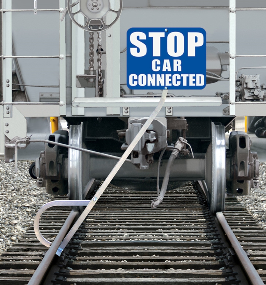 The first real improvement in rail sign holder design in 40 years.  Weighs half as much as a steel sign holder. Large handle- clamp to rail easy--no pinched fingers. Double roll bar keeps sign from falling down in wind.  Sign Plate Sold Seperately.